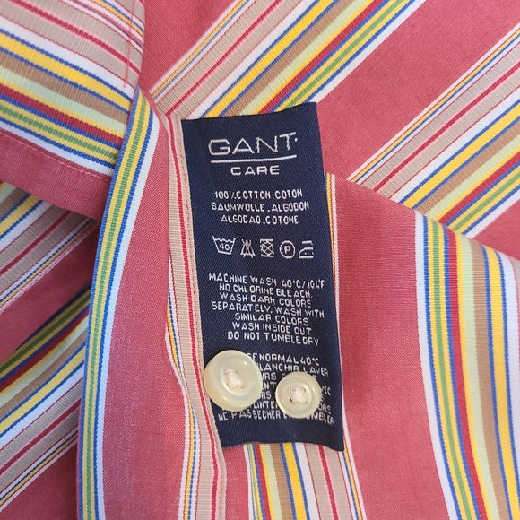 Gant Men's Classic Long Sleeve Dress Shirt, Size: Medium Color: Stripes - Picture 11 of 12